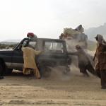 Police vehicle stuck in the sand 